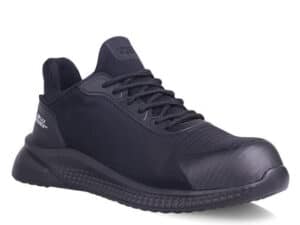 Glide Black safety shoe with durable design and slip-resistant sole. Perfect for industrial and cons.