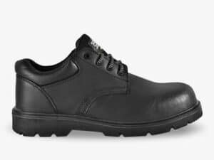 Safety shoe with anti-puncture textile and composite toecap for enhanced protection.