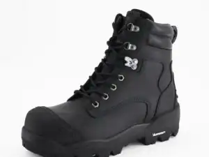 Black safety boot with HRO/STC sole for slip resistance and durability.